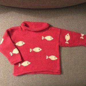 Pink Knit Cotton ‘Fishies’ Sweater